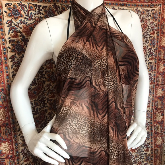 NWOT Lightweight Sheer Animal Print Mesh Sarong/Cover-Up/Top One Size Fits Most. - Picture 2 of 12